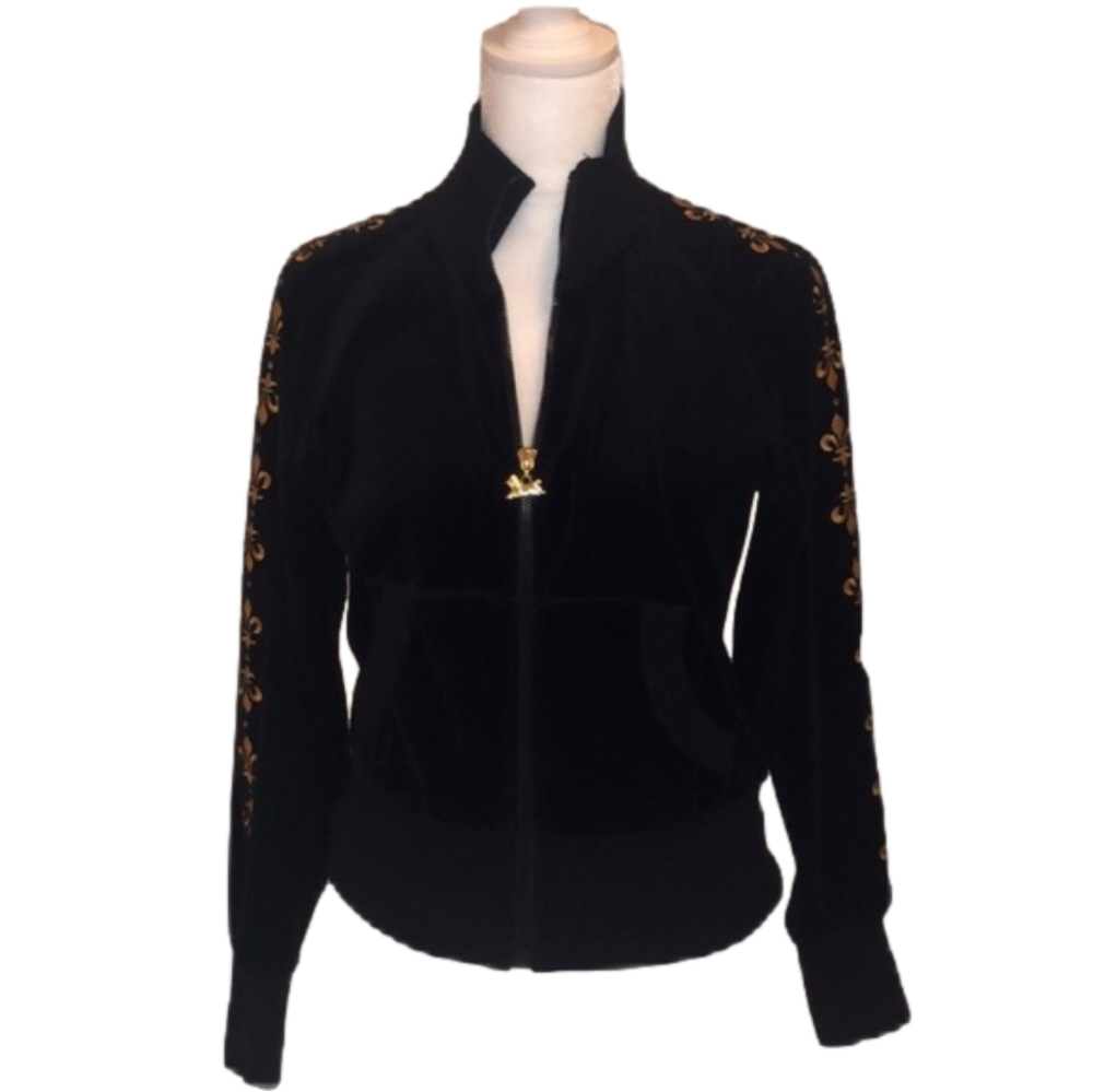 CENTRAL PARK Black Velvet Zip-Up Jacket Size PM